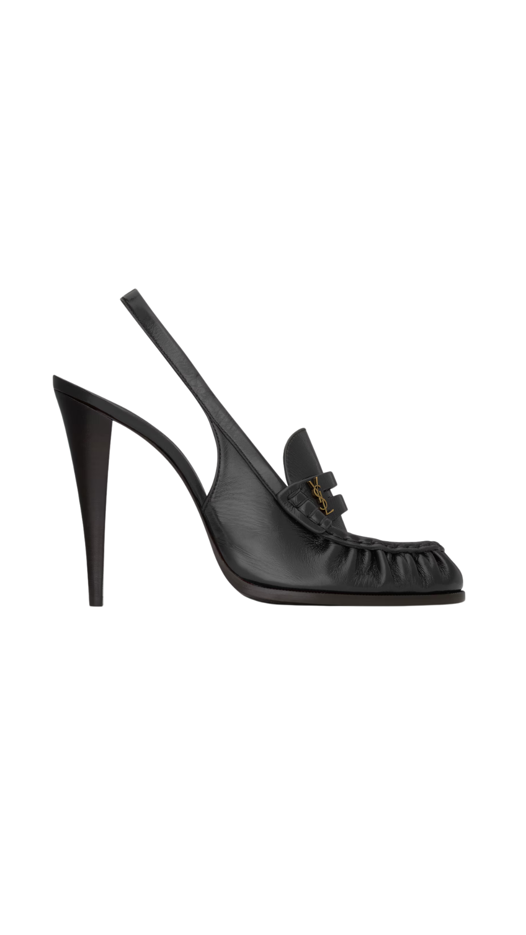 Le Loafer Slingback Pumps in Black Smooth Leather