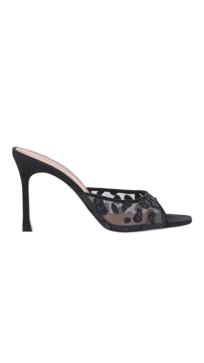 Alexa Slipper 95 Black Lace Polka Dot