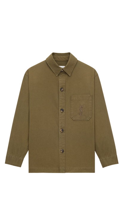 Cassandre Overshirt in Savane Cotton and Linen Gabardine