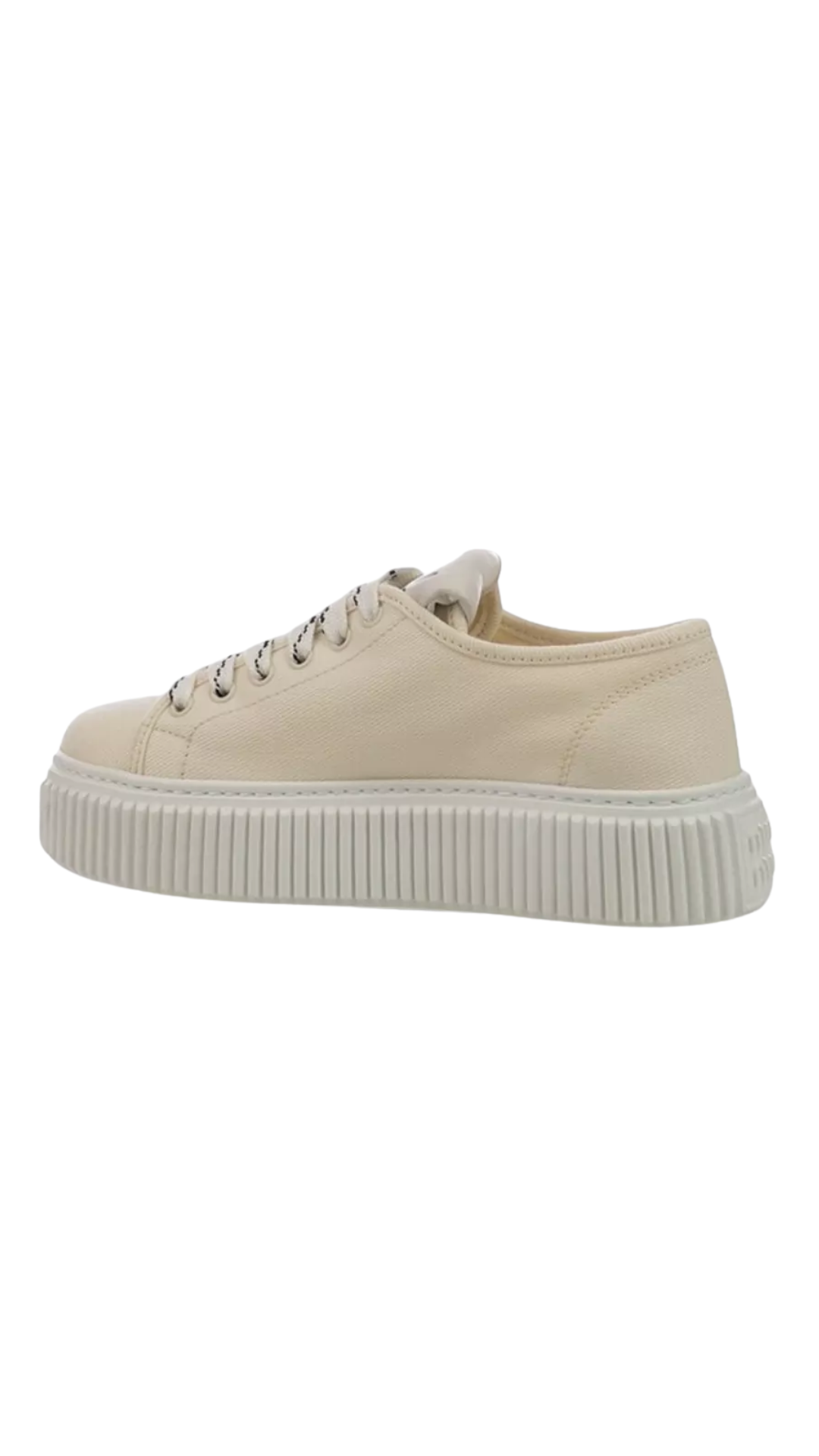 Lace Up Sneakers Platform Sole Design in Ivory