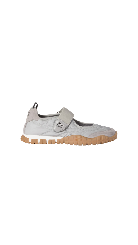 Tyre Technical Fabric And Suede Ballerinas in Cloudy Gray