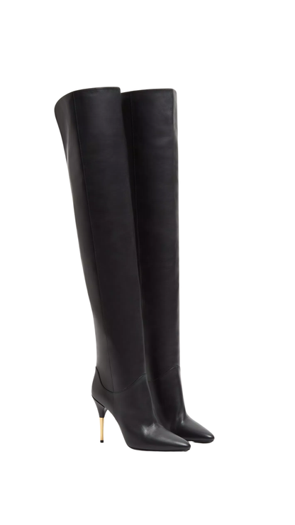 Deboot Over-the-Knee Calfskin Boot 105mm in Black