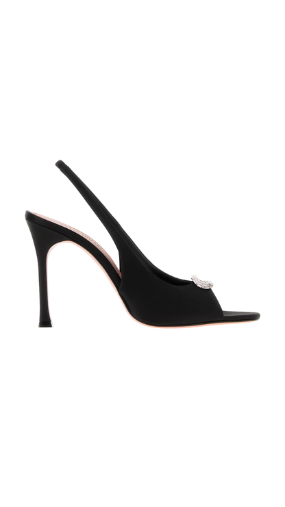 Mini Camelia Sandals in Black Satin