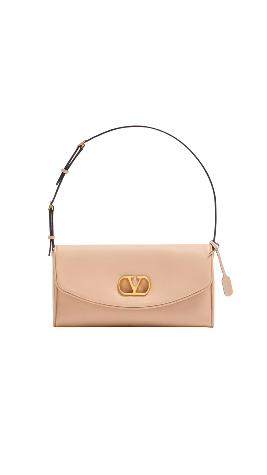 Devain Small Nappa Shoulder Bag in Rose Sand
