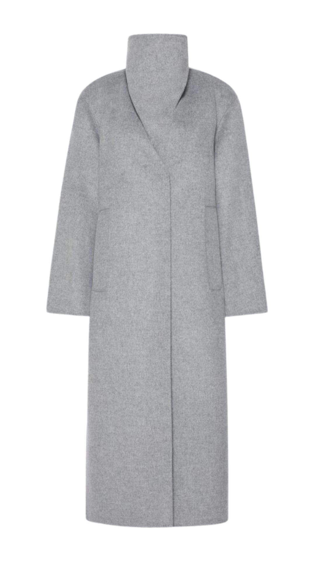 Long Pure Wool Coat - Medium Grey