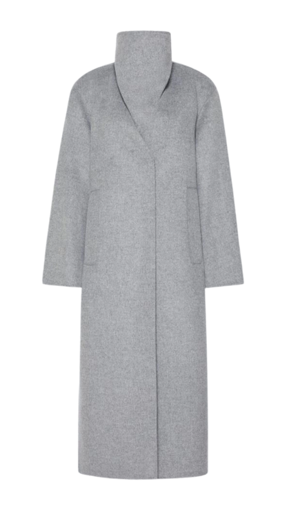 Long Pure Wool Coat - Medium Grey