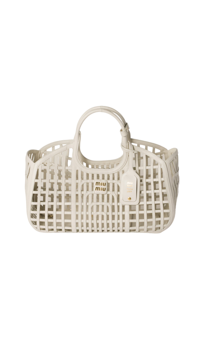 Leather Basket in Chalk White