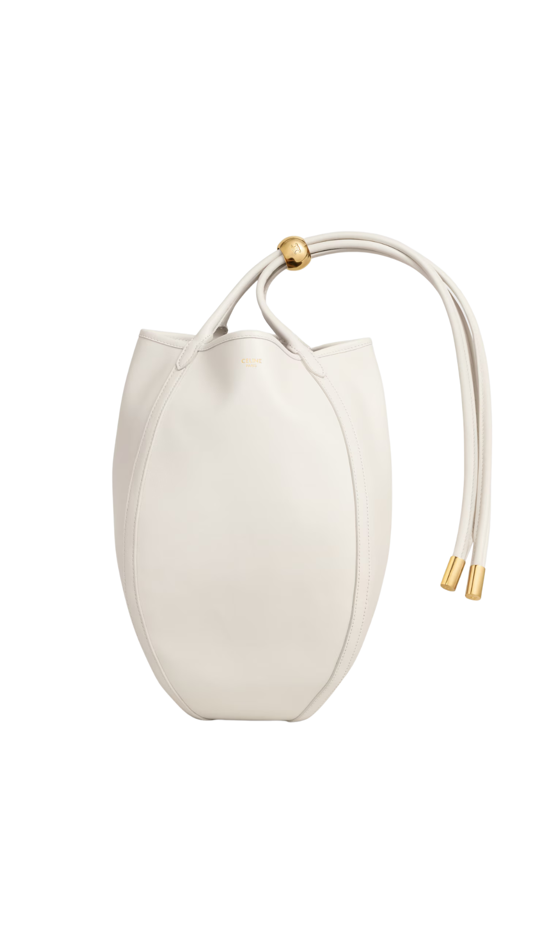 Small Drop Bucket in White Cotton Supple Smooth Calfskin