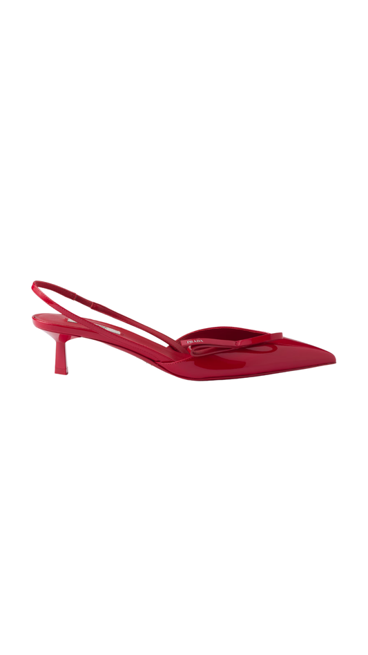 Patent Leather Slingback Pumps in Red