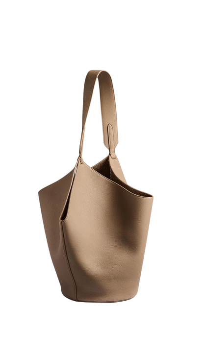 Small Lotus Tote in Mokka Pebbled Leather