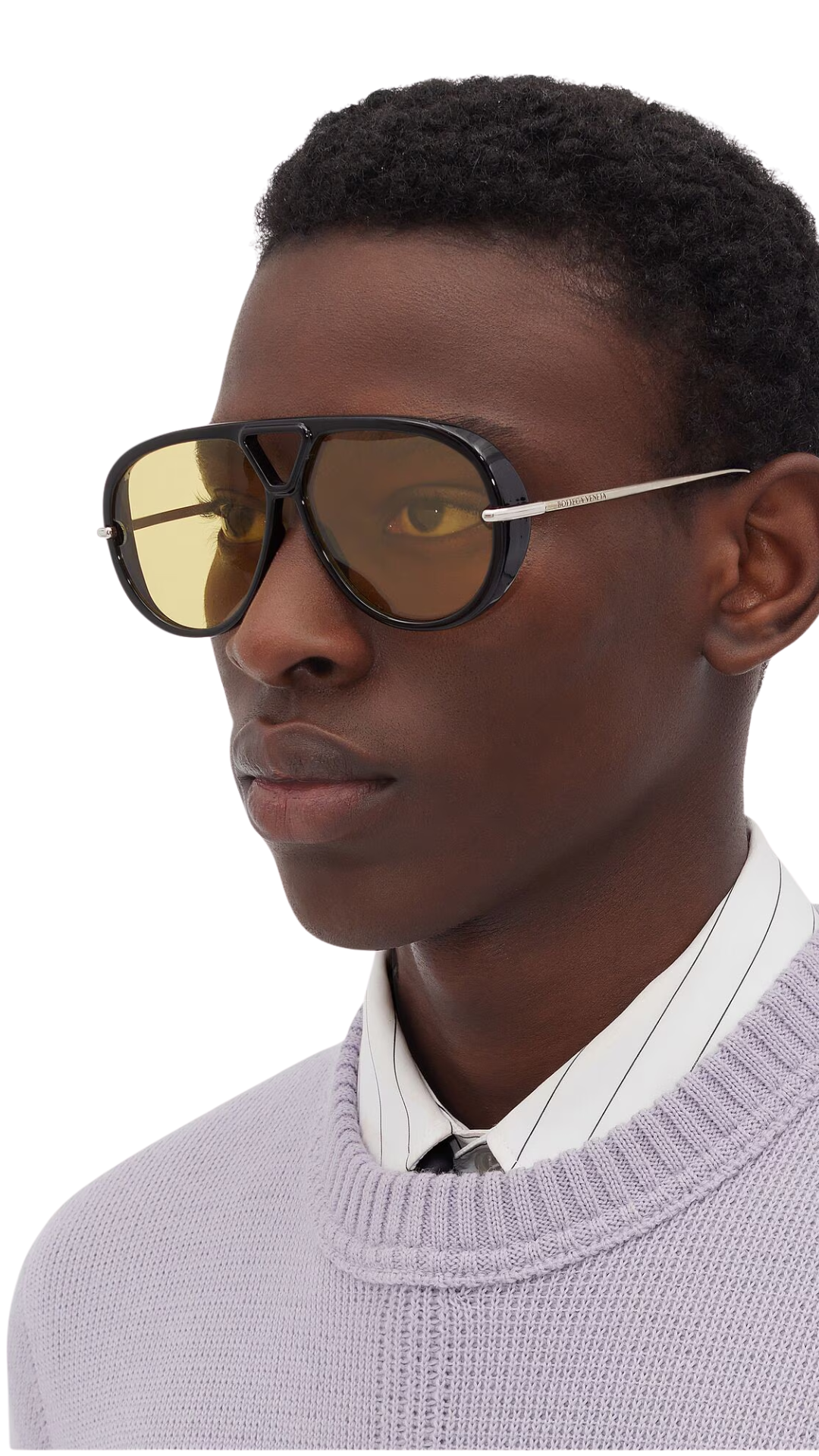 Classic Aviator Sunglasses in Black/Yellow