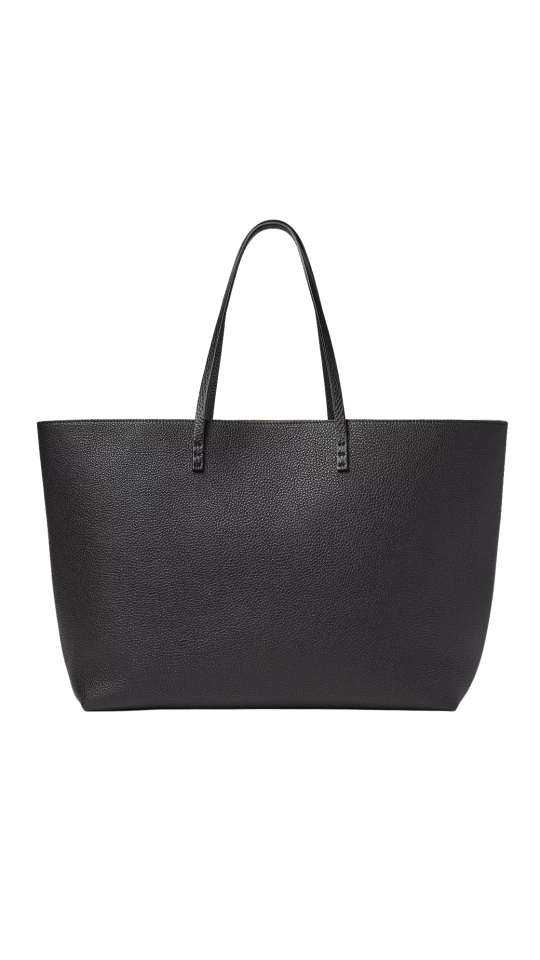 Medium Roll in Black Cuoio Romano Leather Shopper