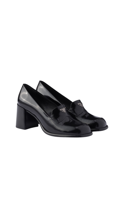 Brushed Leather Loafers in Black