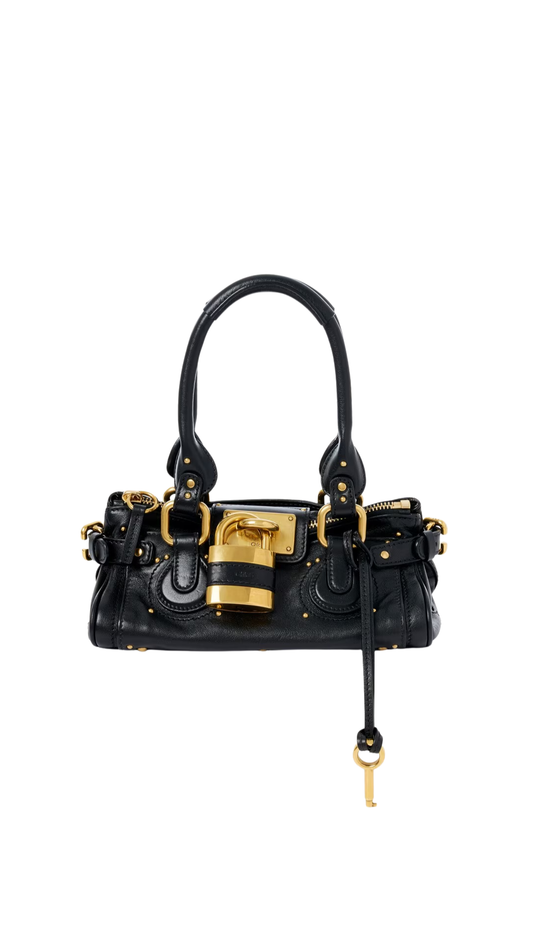 Small Paddington Bag in Black Grained Leather