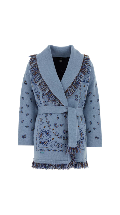 Cardigan Light Blue Bandana Jacquard