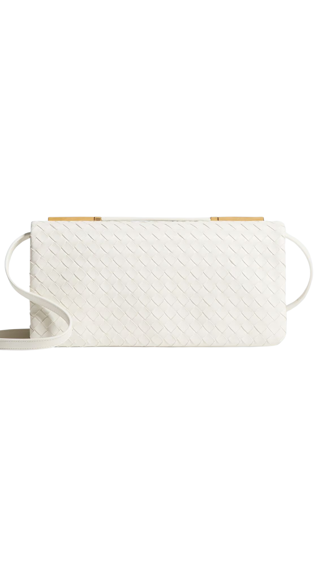 The 70 in Alabaster Top Handle Bag in Supple Intrecciato Leather