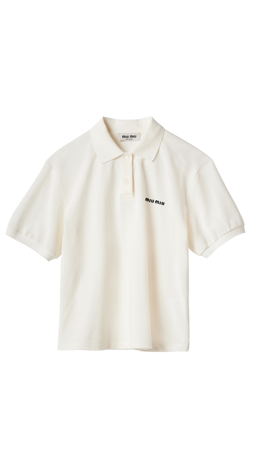 Cotton Piqué Polo Shirt in White