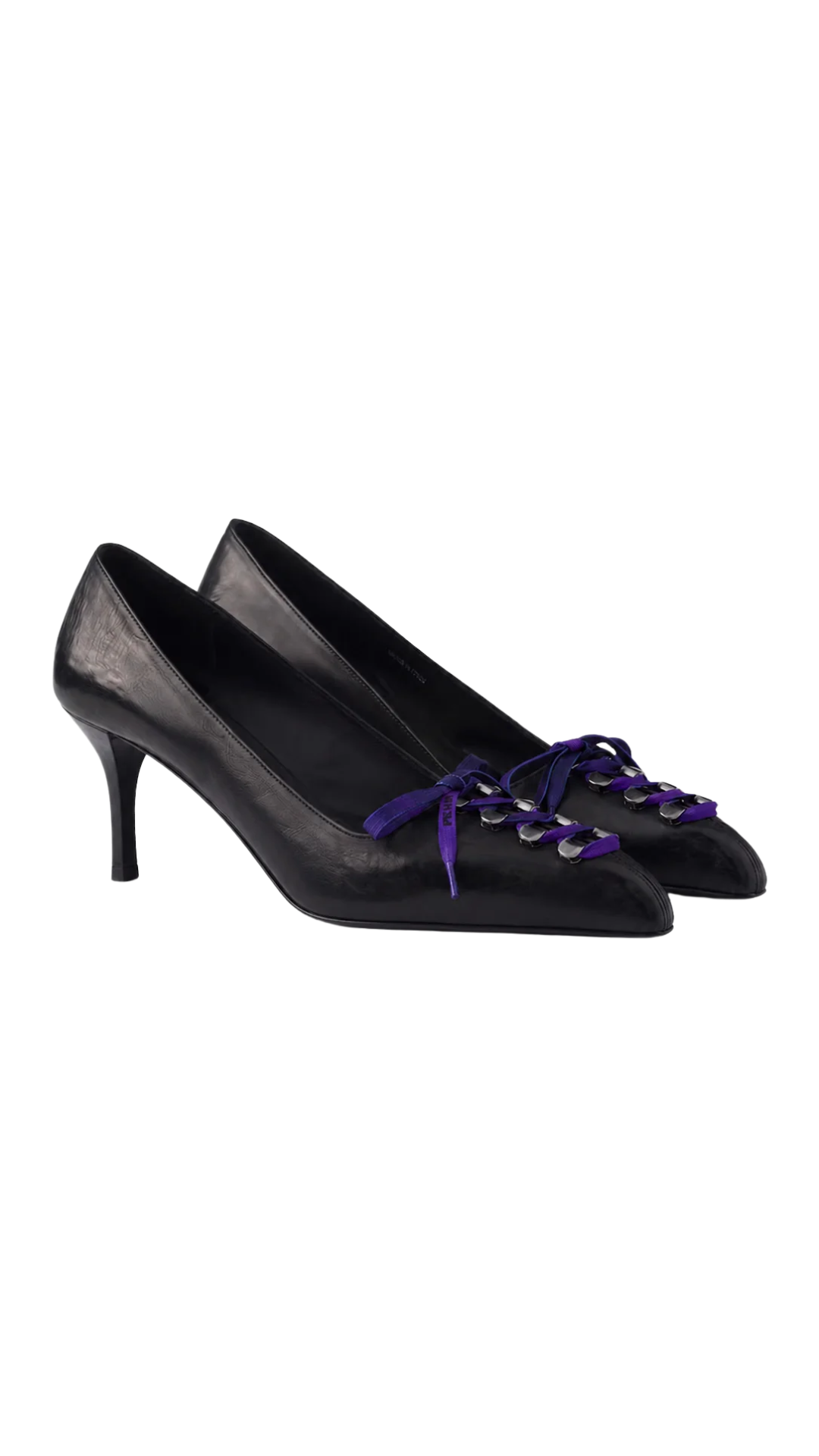 Antiqued Leather Pumps in Black