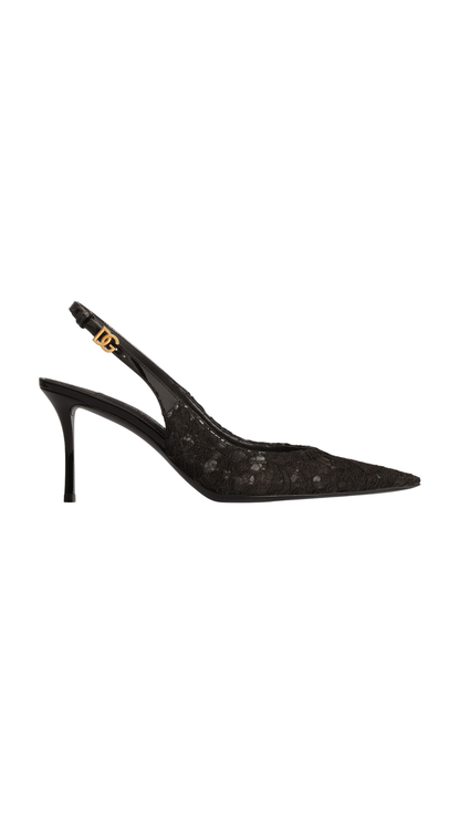 Lace Slingback in Black