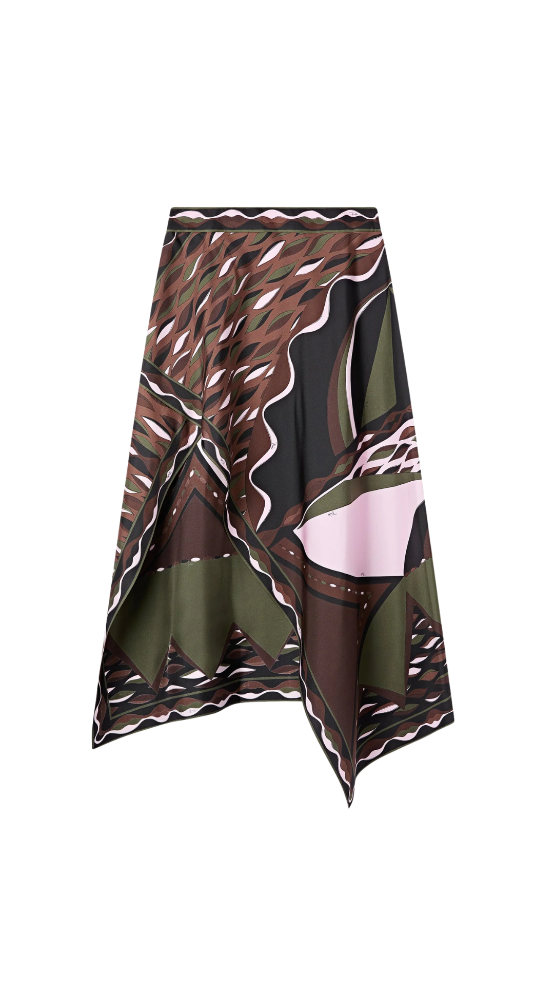 Dune Print Silk Skirt in Khaki and Pink