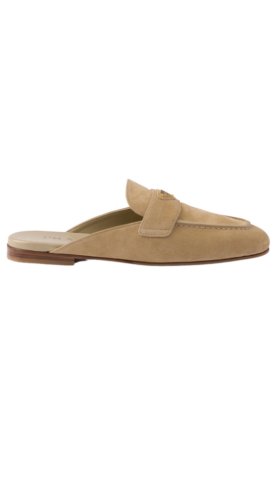 Suede Sabots in Ecru