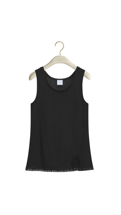 Médaillon Embroidered Tank Top in Black