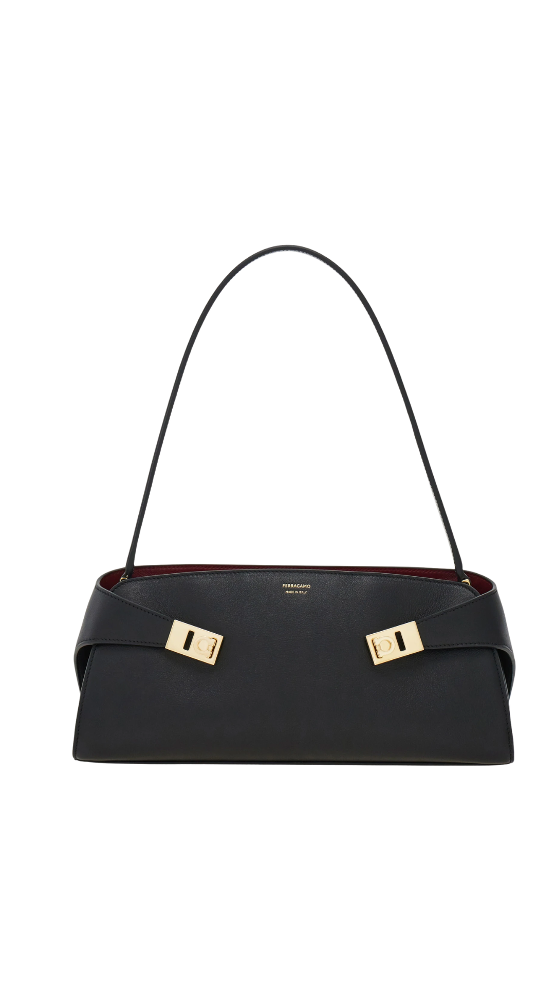 Hug East-West Shoulder Bag in Black/Burgundy