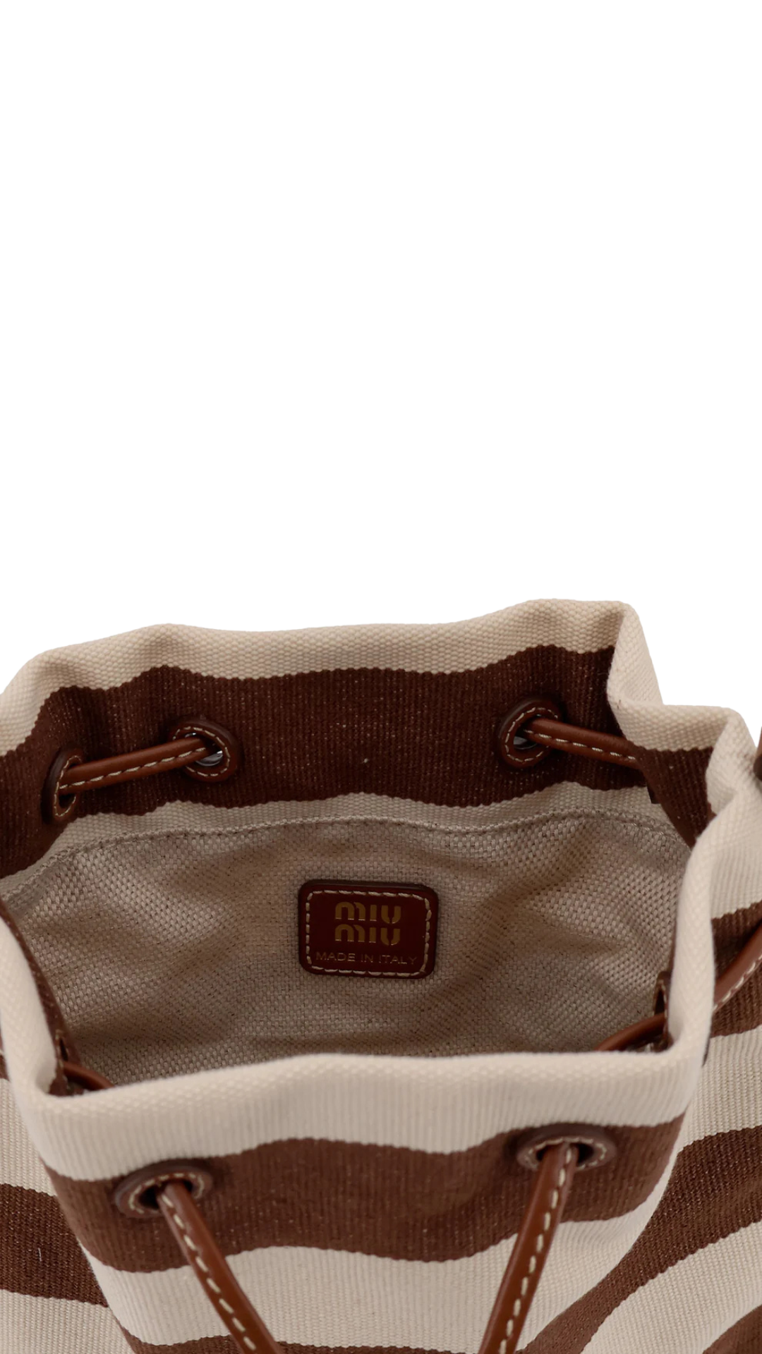 Canvas Striped Bucket Bag in Brown