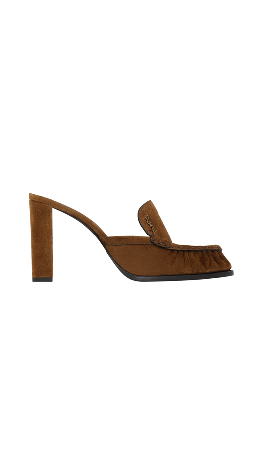 Le Loafer Mules in Suede Dark Havana