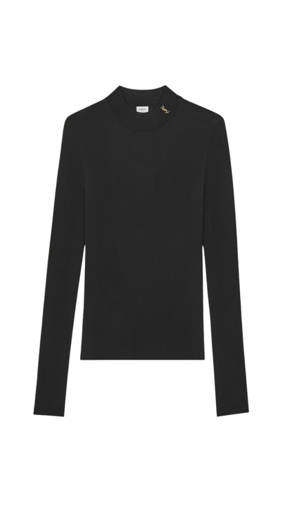 Ribbed Sweater Cassandre in Black Silk