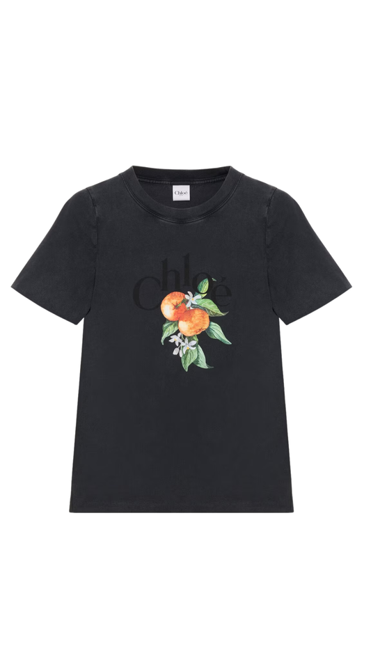 Baby Fit Logo T-Shirt in Ash Black Cotton Jersey
