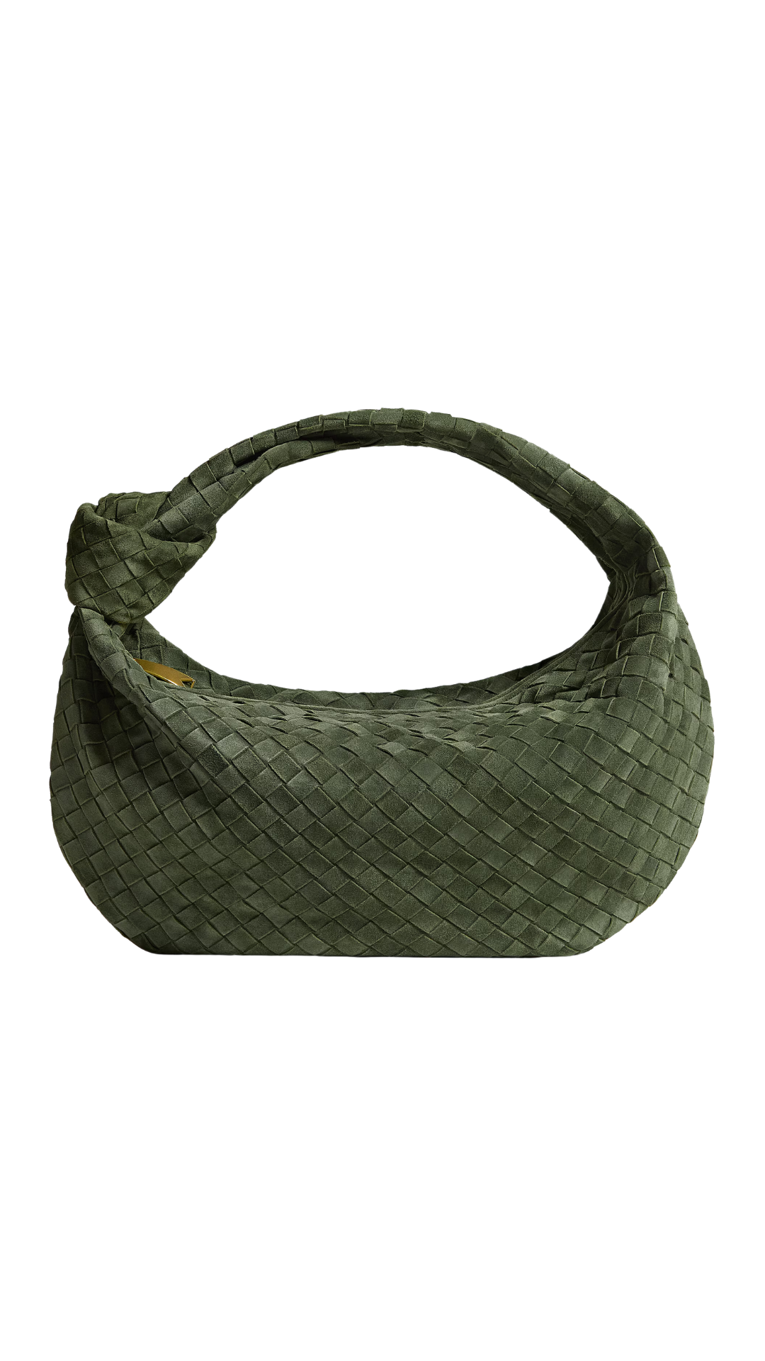 Jodie in Green Tweed Intrecciato Suede Leather Shoulder Bag