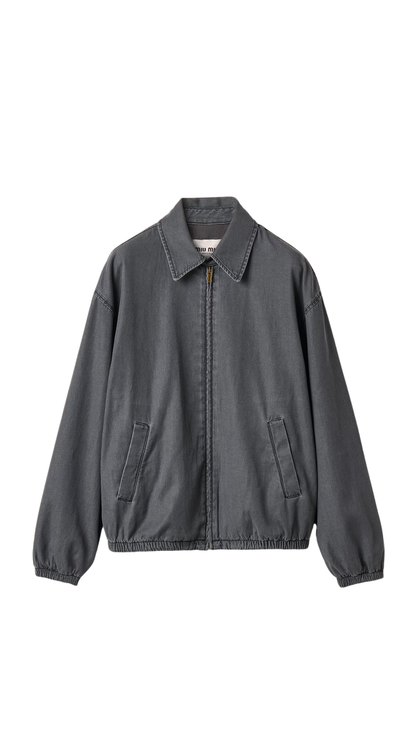 Chambray Blouson Jacket in Black