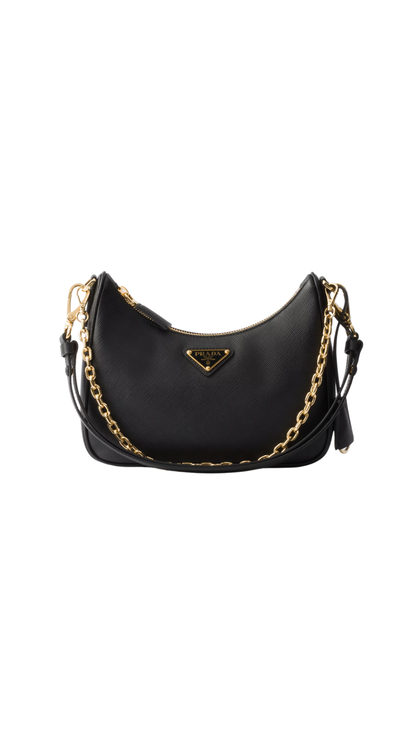 Re-Edition Mini Saffiano Leather Bag in Black