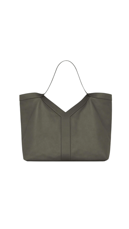 Y Large Tote in Grey Leather