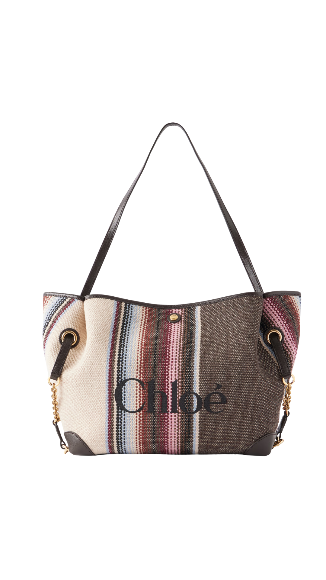 Clover Leather-Trimmed Striped Tweed Tote