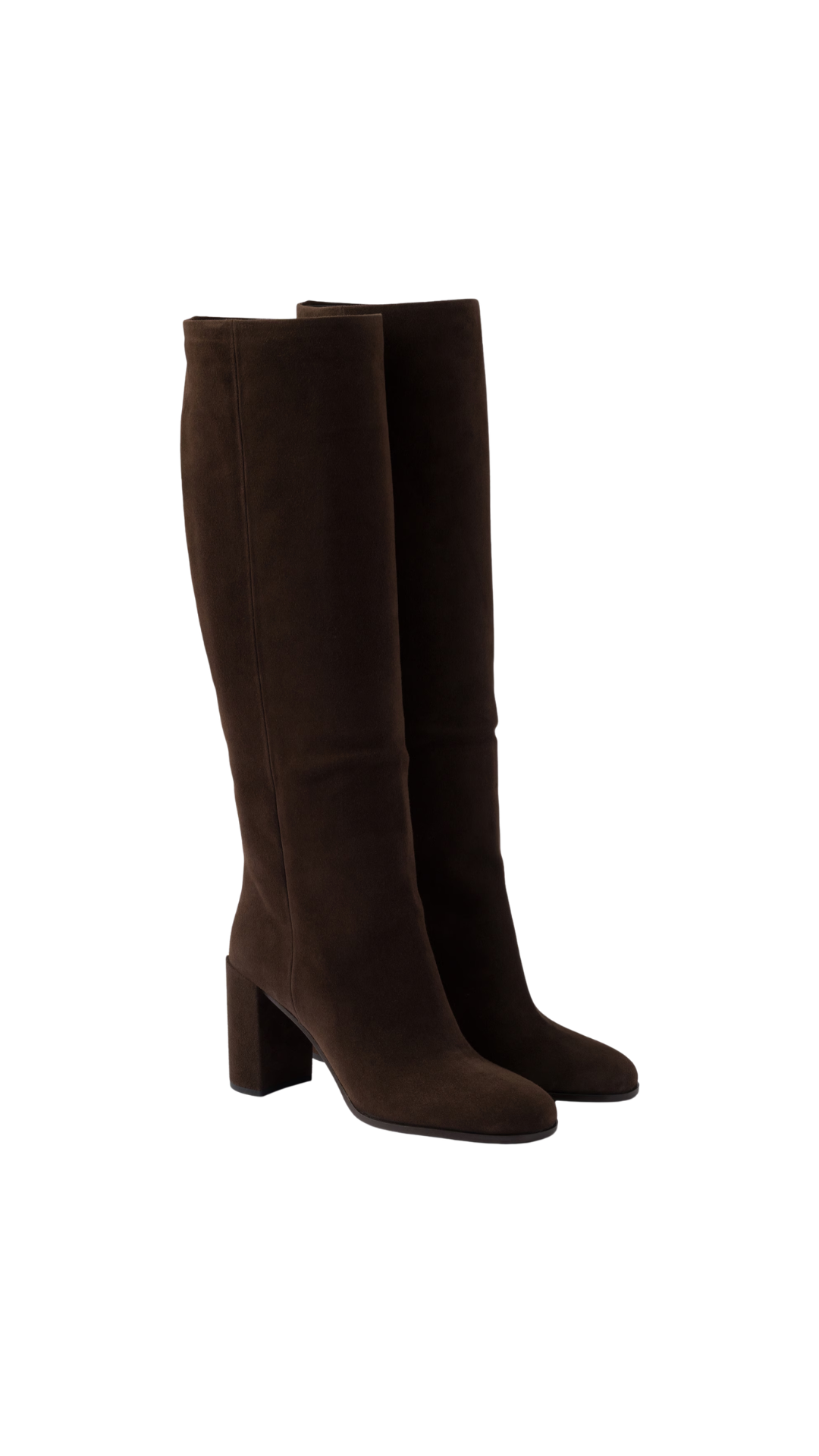 Heeled Suede Boots in Dark Brown