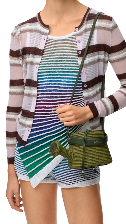 Watering Can Bag in Raffia and Calfskin