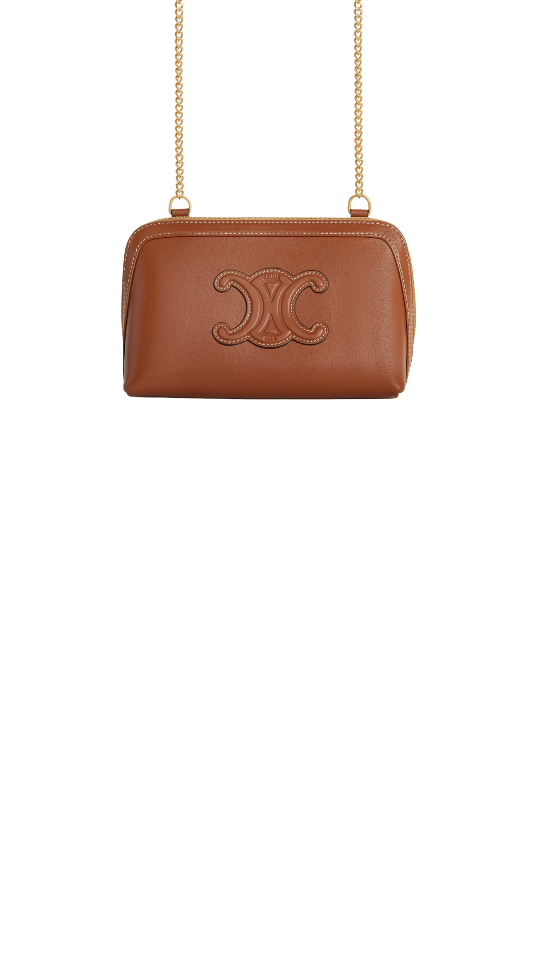 Clutch On Chain Cuir Triomphe in Tan Smooth Calfskin