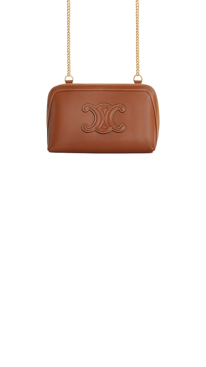 Clutch On Chain Cuir Triomphe in Tan Smooth Calfskin