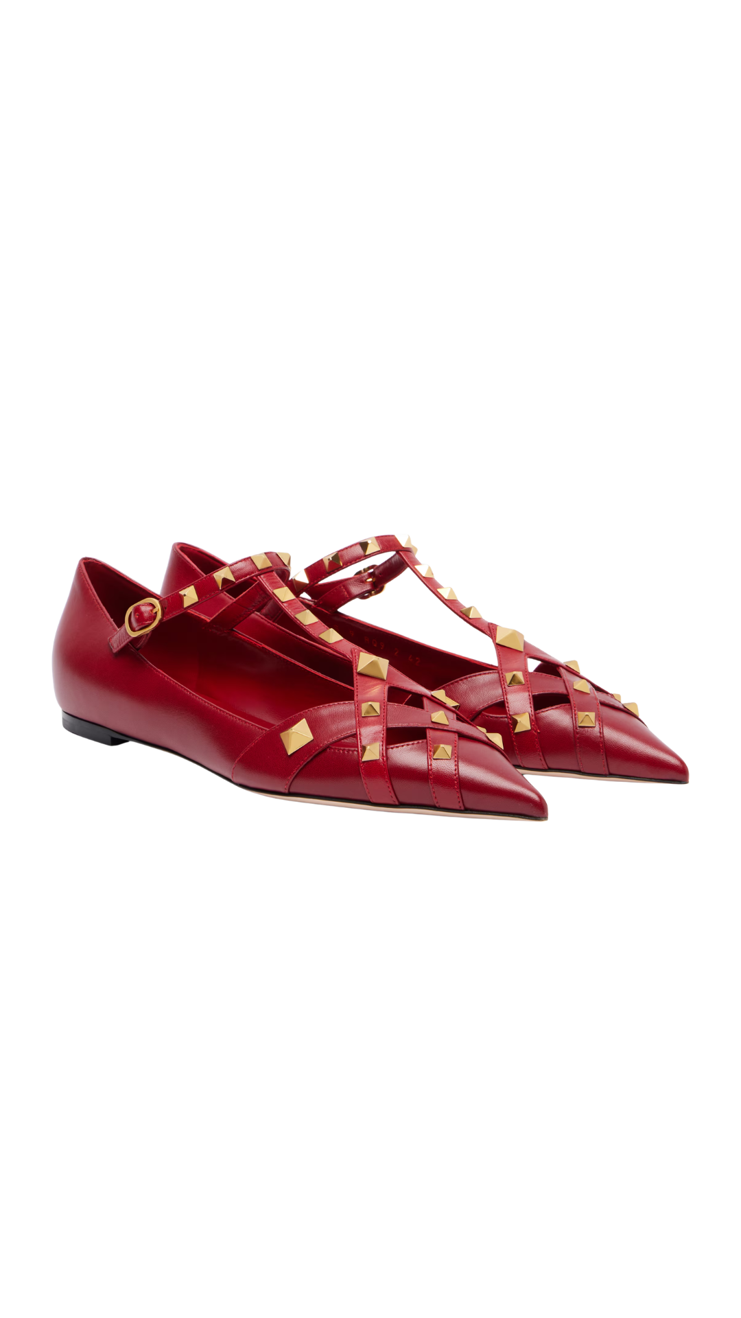 Studdy Leather Ballet Flats in Red