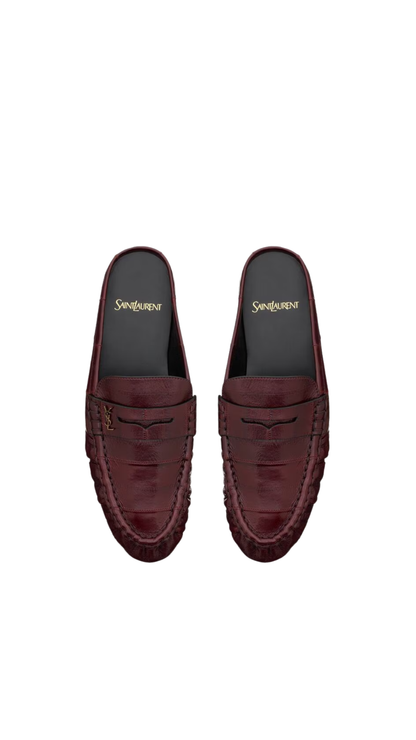 Le Loafer Mules In Deep Bordeaux Eel