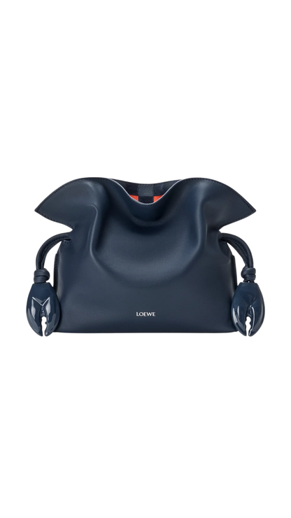 Mini Flamenco Clutch in Deep Navy/Multicolor Nappa Calfskin and Check Intarsio