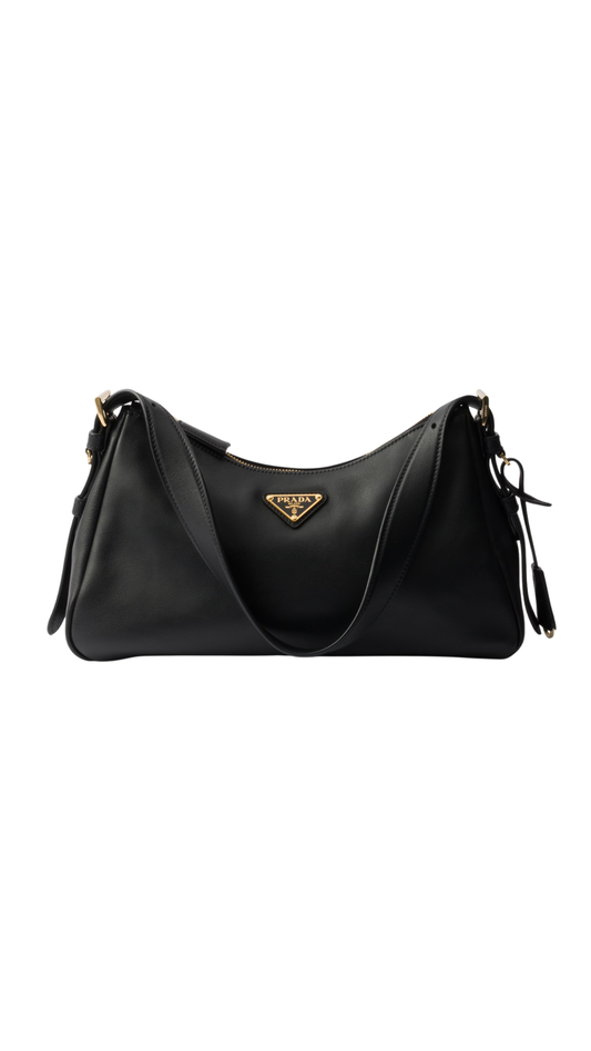 Aimée Medium Leather Shoulder Bag in Black