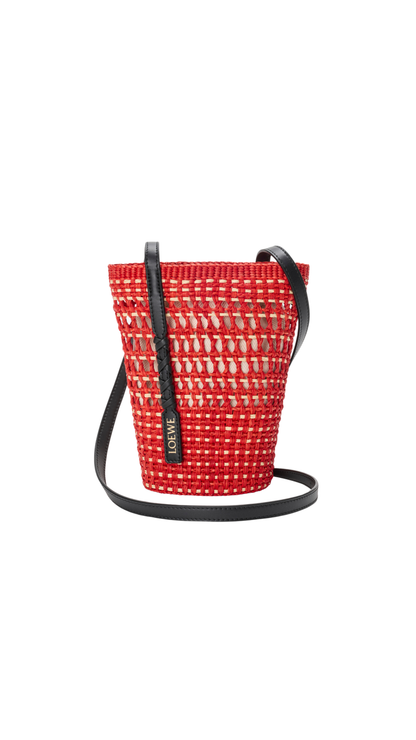 Braid Pocket in Red/Natural Iraca Palm and Calfskin