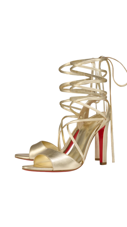 Fanny Randa 100 mm Strappy Sandals - Laminated Lamb Nappa Leather - Platine