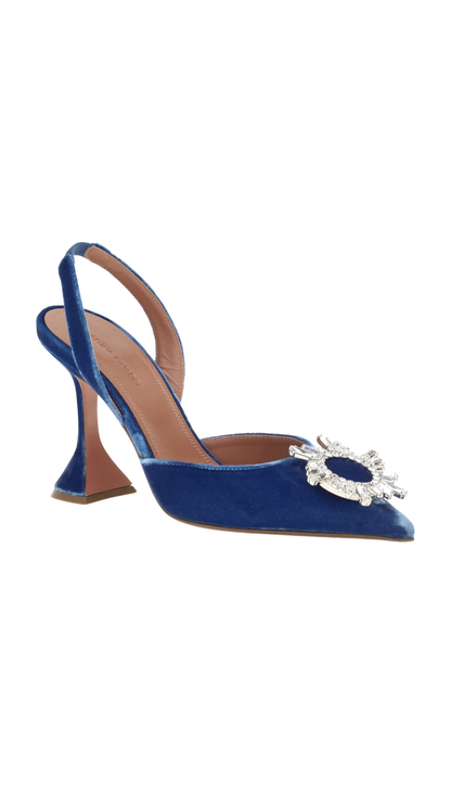 Begum Velvet Slingback Sandals in Blue