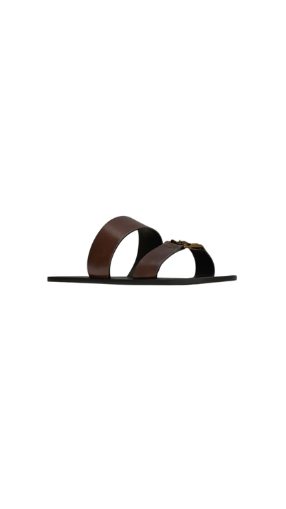 Babylone Slides in Ultra Dark Brown Smooth Leather