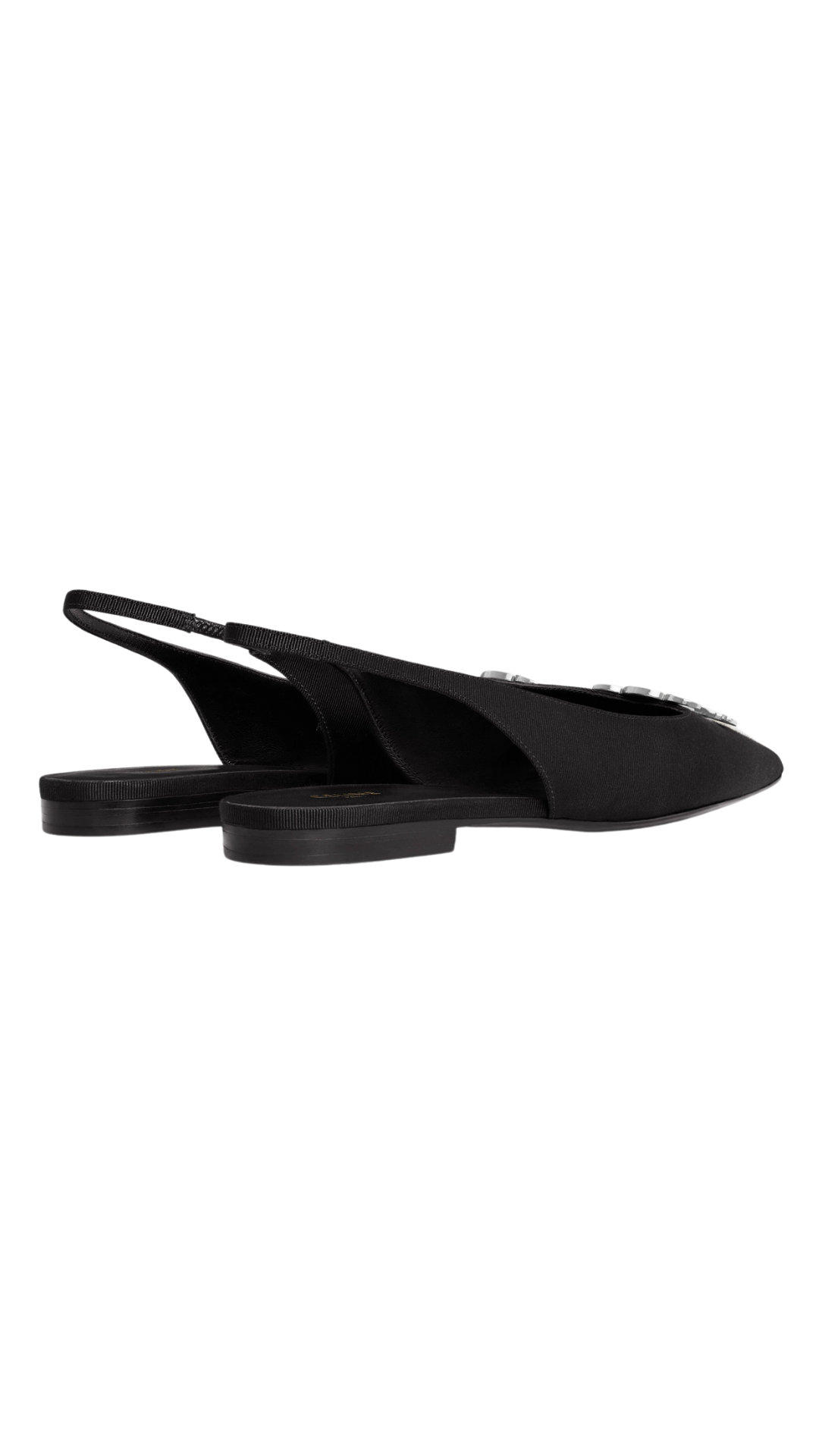 Celine Alma Triomphe Flat Slingback in Gros-Grain in Black