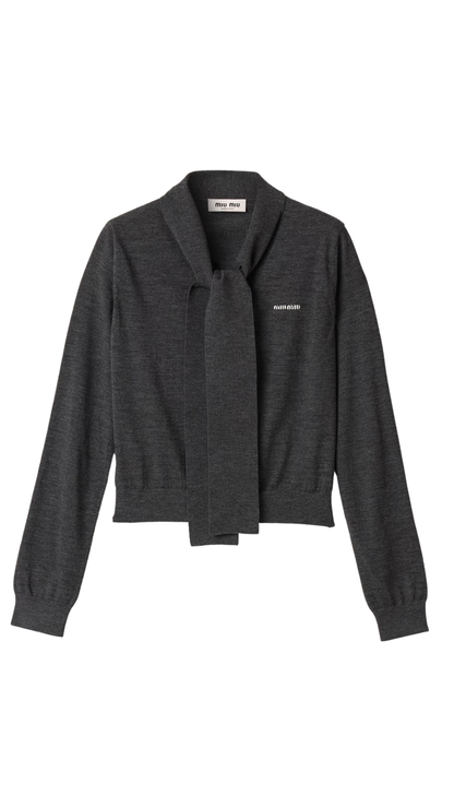 Wool Cardigan in Anthracite Gray